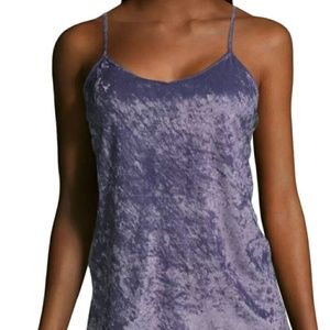 Women's Crushed Velvet Tank Top Camisole Purple